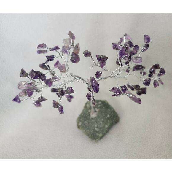Amethyst Gem Stone TREE Purple with Silver Branches Bonsai Crystal - Picture 2 of 11